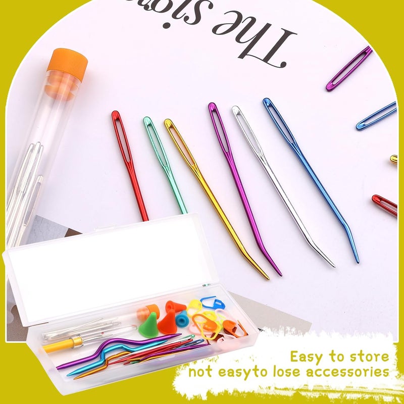 ZMAAGG 43 Pcs Yarn Needles, Tapestry Needles, Large-Eye Blunt Needles, Darning Needles for Crocheting with Wool Needles, Knitting Cable Needles, Storage Box, Stitch Markers for Knitting Crochet - Image 3